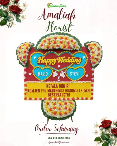 Karangan Papan Bunga Pernikahan di Kertajadi